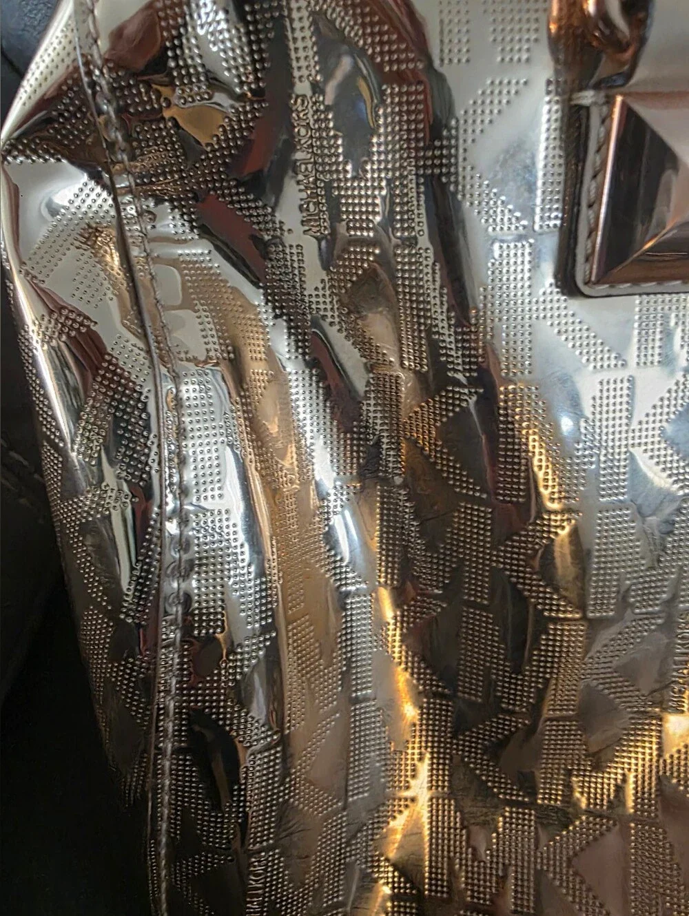 Michael Kors Rose Gold Metallic Logo Satchel
